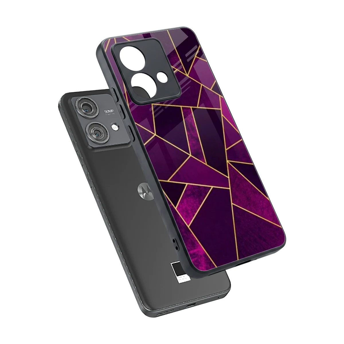 Violet Shards sleek motorola edge 40 neo 5g cover with tempered glass back and TPU edges