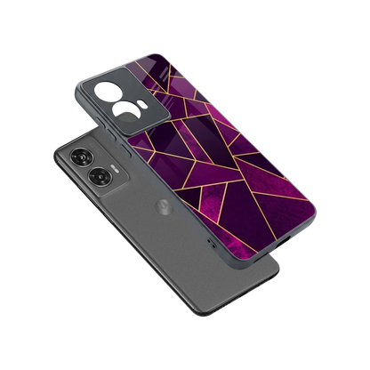 Violet Shards sleek motorola edge 50 fusion cover with tempered glass back and TPU edges