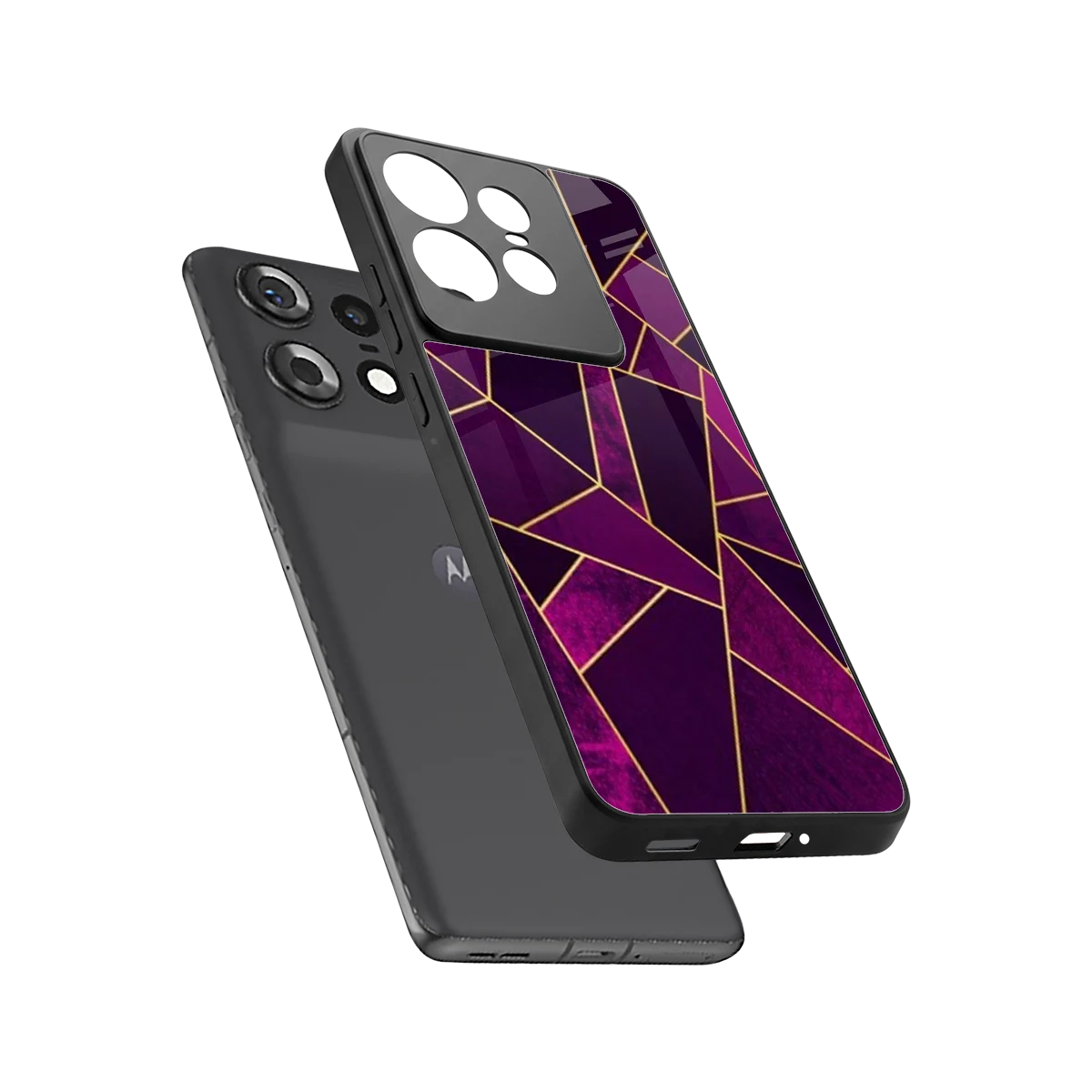 Violet Shards sleek motorola edge 50 pro cover with tempered glass back and TPU edges