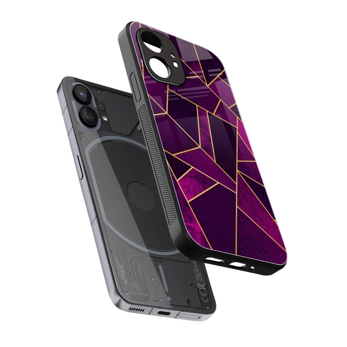 Violet Shards sleek nothing phone 1 cover with tempered glass back and TPU edges