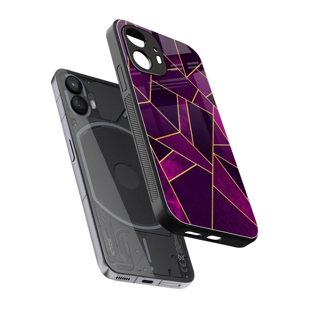 Violet Shards sleek nothing phone 2 cover with tempered glass back and TPU edges