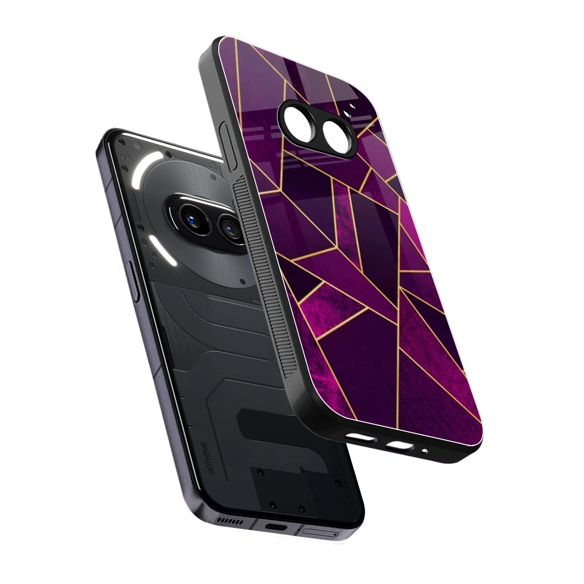 Violet Shards sleek nothing phone 2a plus cover with tempered glass back and TPU edges