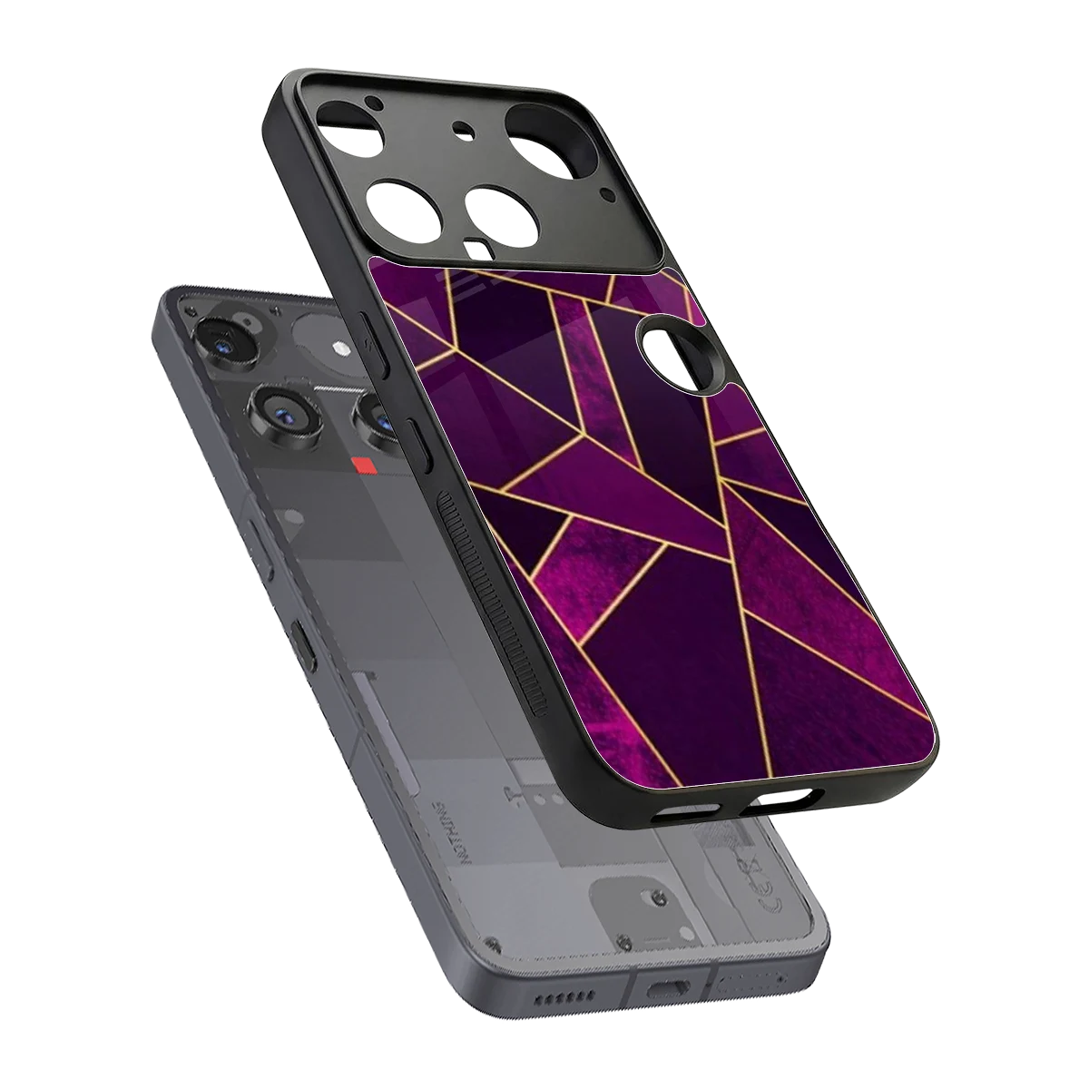 Violet Shards sleek nothing phone 3 cover with tempered glass back and TPU edges