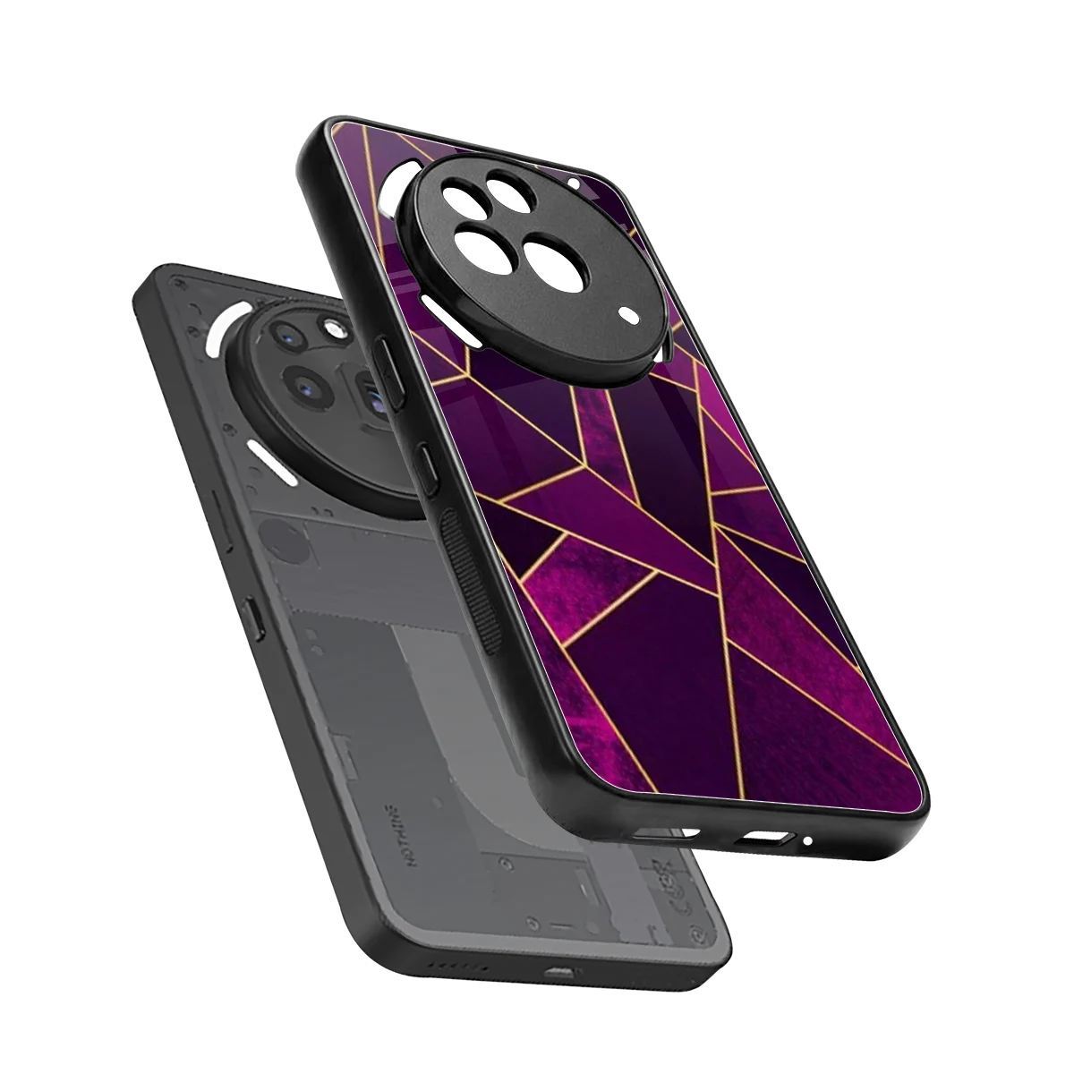 Violet Shards sleek nothing phone 3a pro cover with tempered glass back and TPU edges