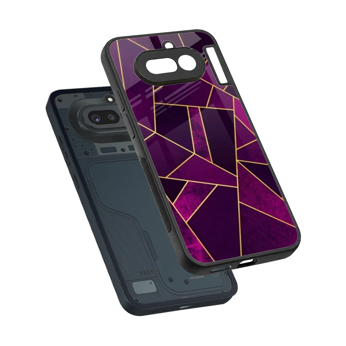 Violet Shards sleek nothing phone 4a cover with tempered glass back and TPU edges
