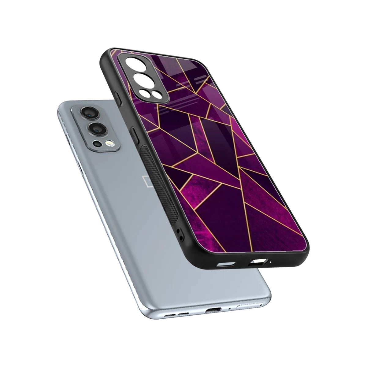 Violet Shards sleek oneplus nord 2 cover with tempered glass back and TPU edges