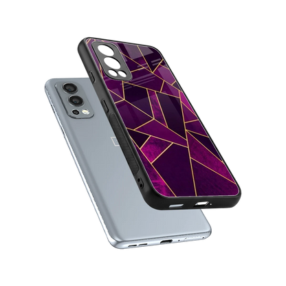 Violet Shards sleek oneplus nord 2 cover with tempered glass back and TPU edges