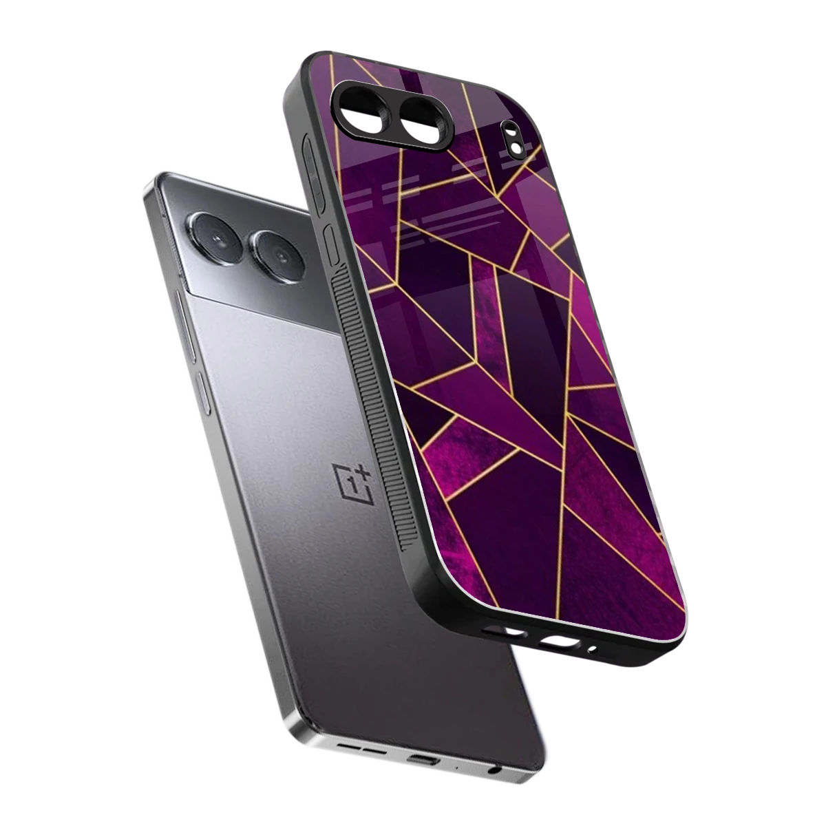 Violet Shards sleek oneplus nord 4 cover with tempered glass back and TPU edges