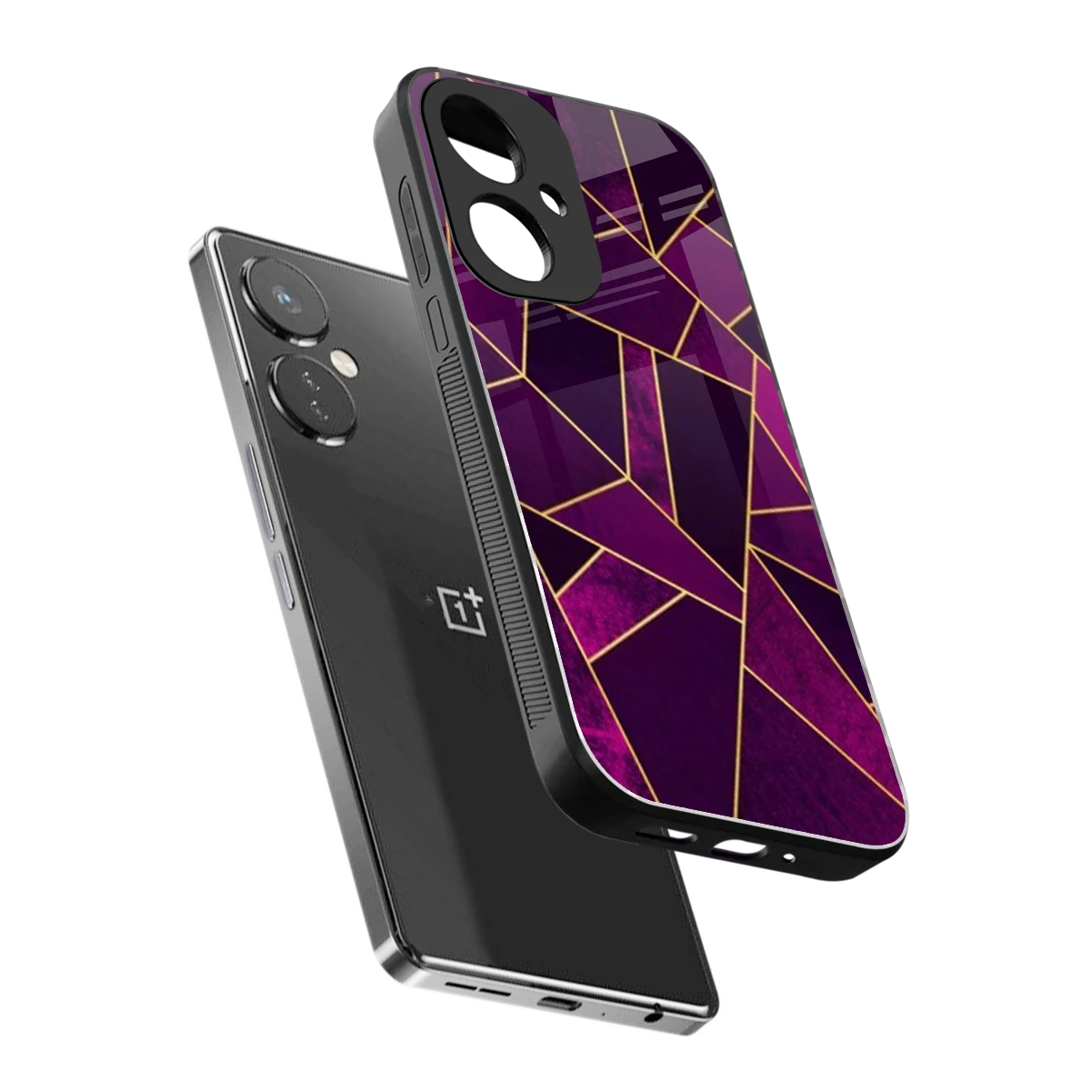 Violet Shards sleek oneplus nord ce 3 cover with tempered glass back and TPU edges