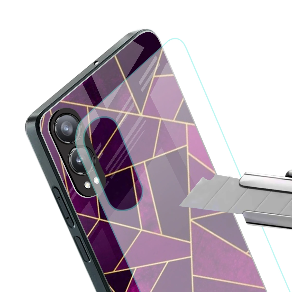 Violet Shards stylish phone case for oneplus nord ce 4 lite | glossy glass and slim fit