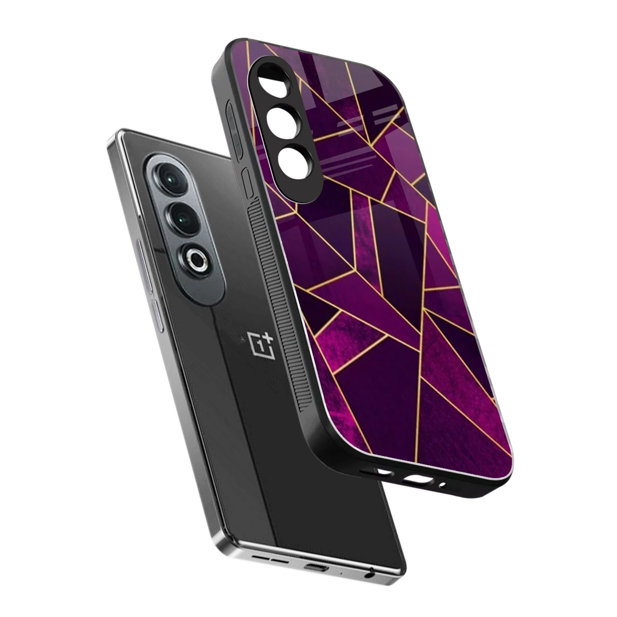 Violet Shards sleek oneplus nord ce 4 cover with tempered glass back and TPU edges