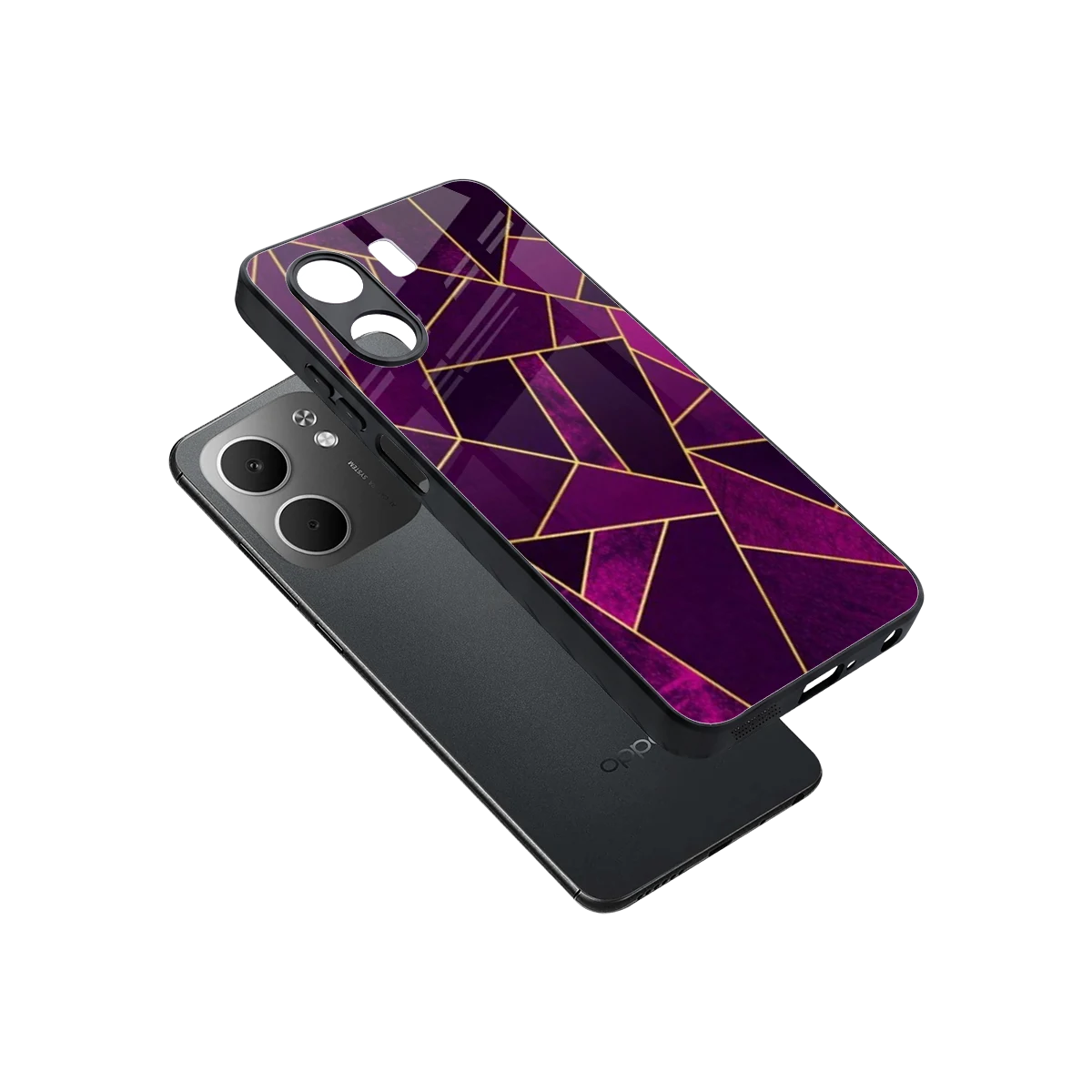 Violet Shards sleek oppo a5x 5g cover with tempered glass back and TPU edges
