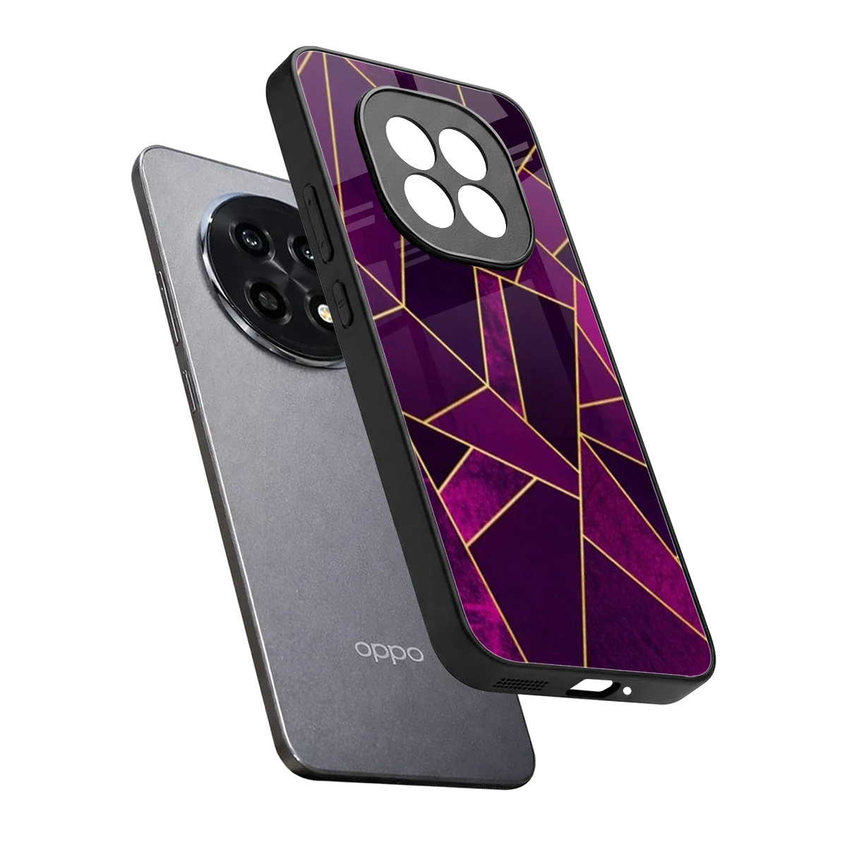 Violet Shards sleek oppo f29 pro 5g cover with tempered glass back and TPU edges