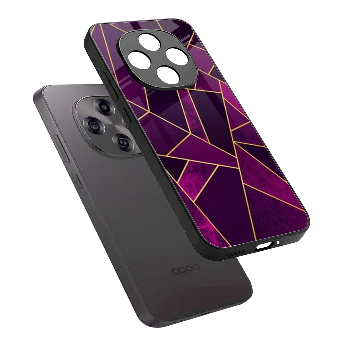 Violet Shards sleek oppo f31 pro 5g cover with tempered glass back and TPU edges