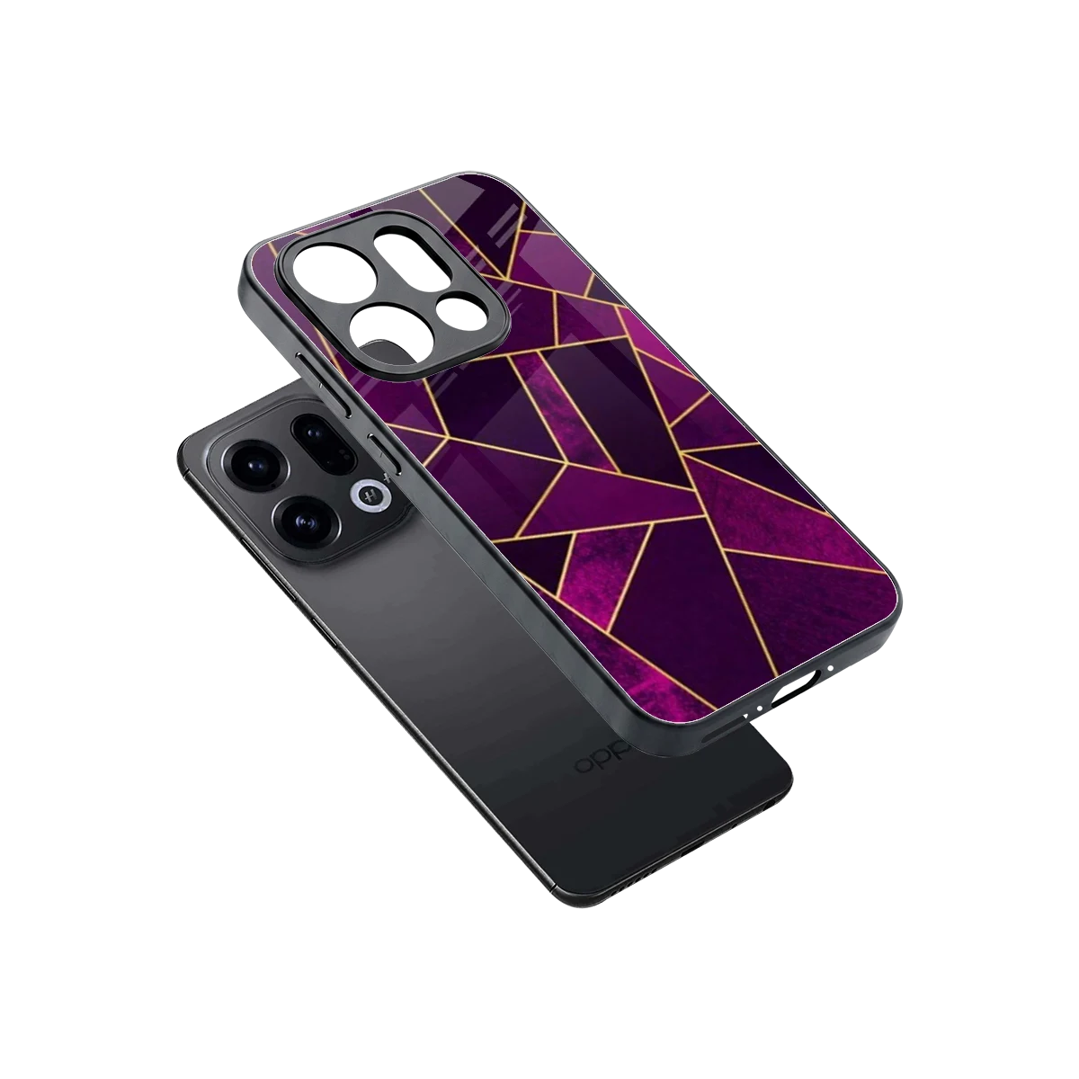Violet Shards sleek oppo find x9 cover with tempered glass back and TPU edges