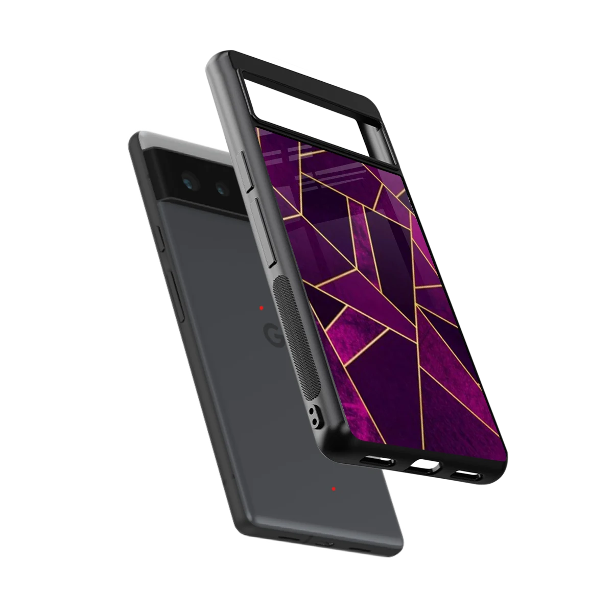 Violet Shards sleek google pixel 6 cover with tempered glass back and TPU edges