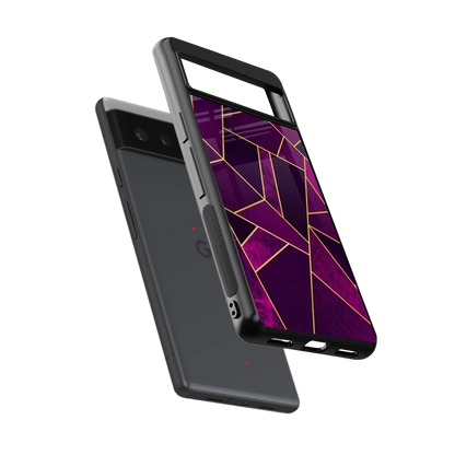 Violet Shards sleek google pixel 6 cover with tempered glass back and TPU edges
