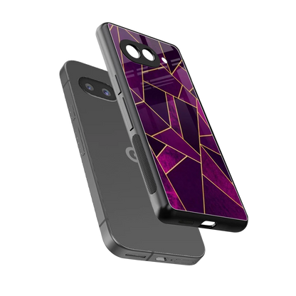 Violet Shards sleek google pixel 10a cover with tempered glass back and TPU edges