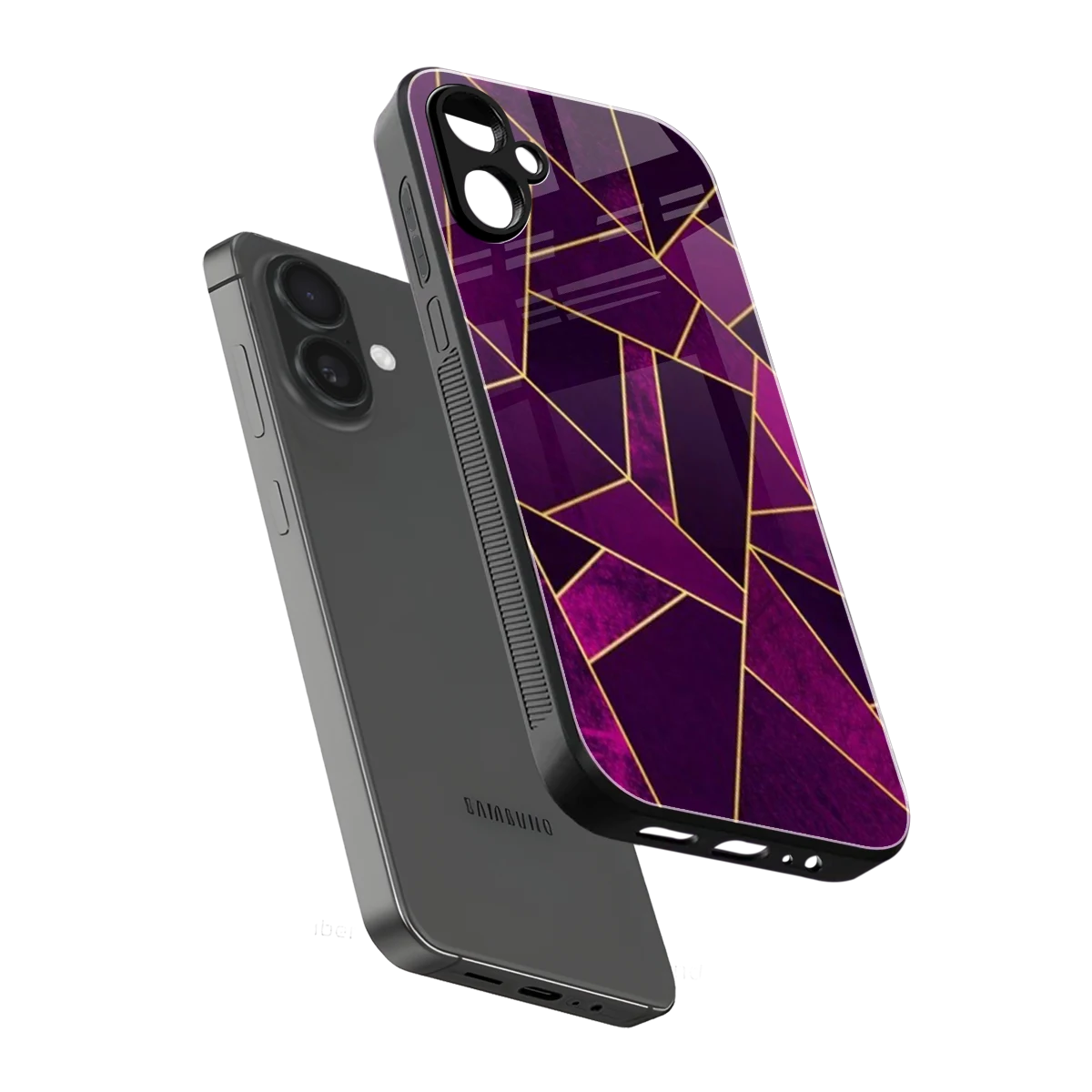 Violet Shards sleek samsung galaxy a06 5g cover with tempered glass back and TPU edges