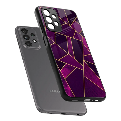 Violet Shards sleek samsung galaxy a23 cover with tempered glass back and TPU edges