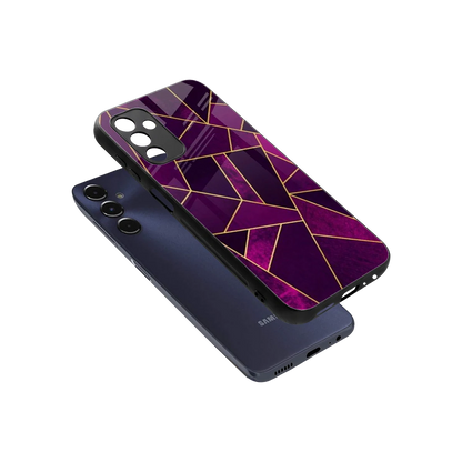 Violet Shards sleek samsung galaxy m14 5g cover with tempered glass back and TPU edges