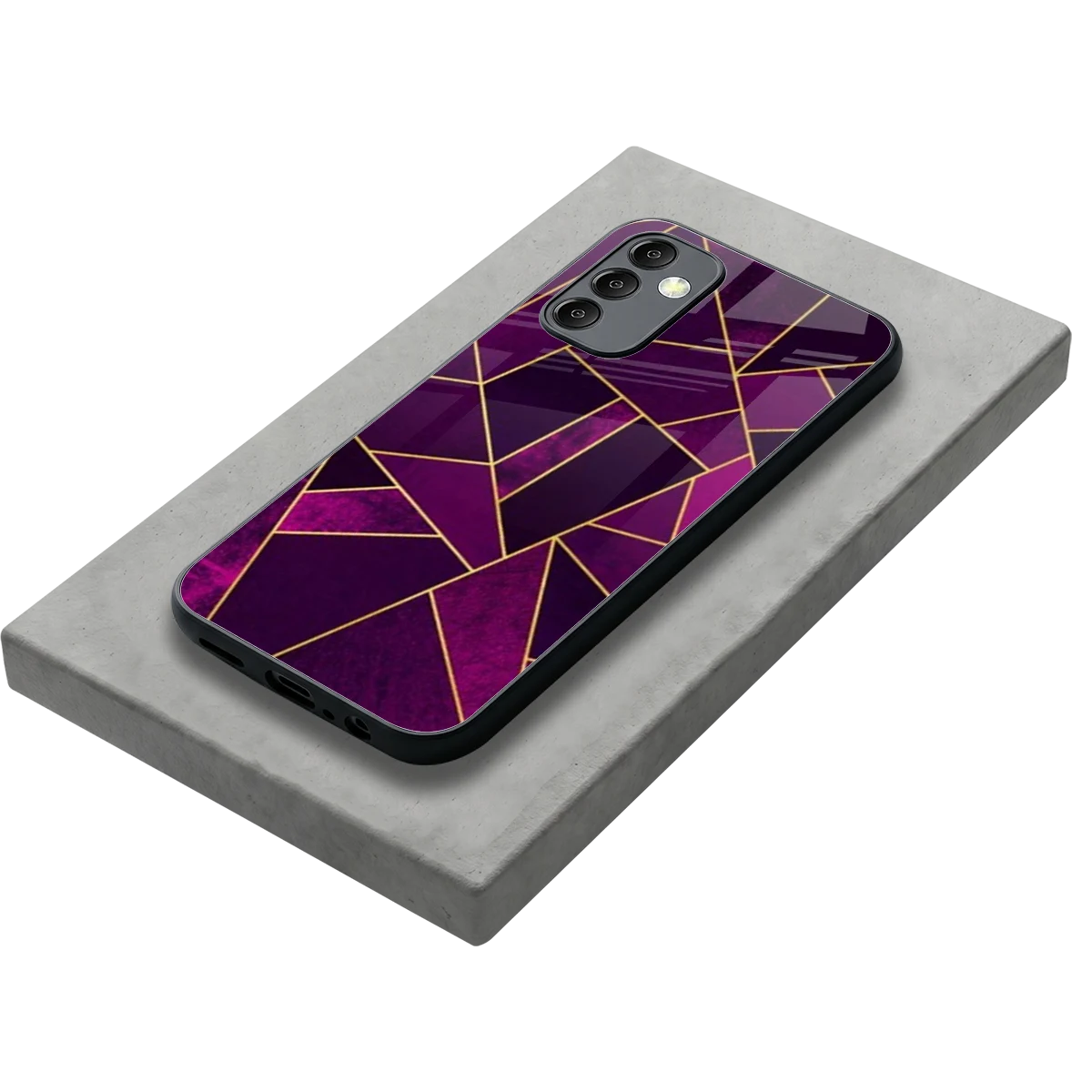 Violet Shards stylish phone case for samsung galaxy m14 5g | glossy glass and slim fit