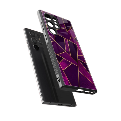 Violet Shards sleek samsung galaxy s23 ultra cover with tempered glass back and TPU edges