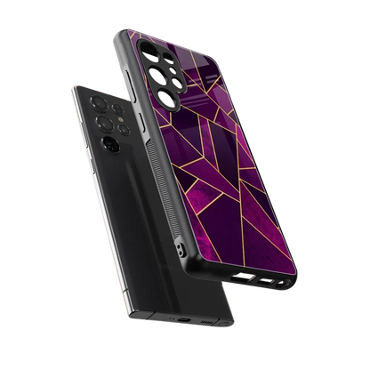 Violet Shards sleek samsung galaxy s25 ultra cover with tempered glass back and TPU edges