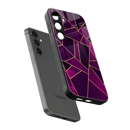 Violet Shards sleek samsung galaxy s24 cover with tempered glass back and TPU edges