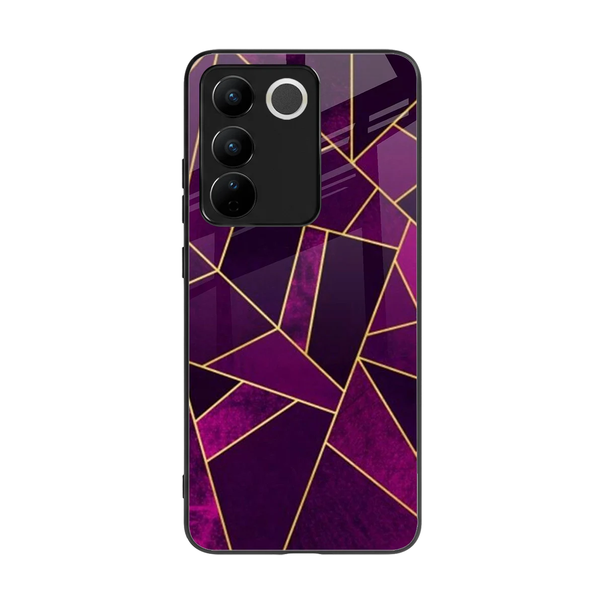 Violet Shards back phone cover | glass case for vivo v27 5g