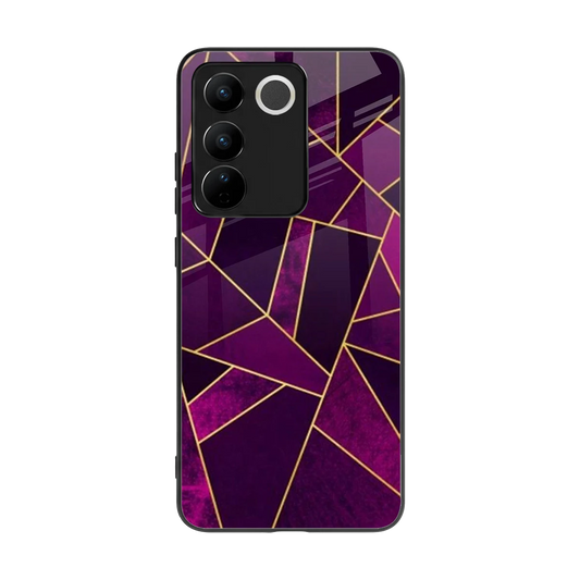 Violet Shards back phone cover | glass case for vivo v27 5g