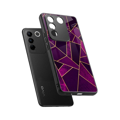 Violet Shards sleek vivo v27 5g cover with tempered glass back and TPU edges