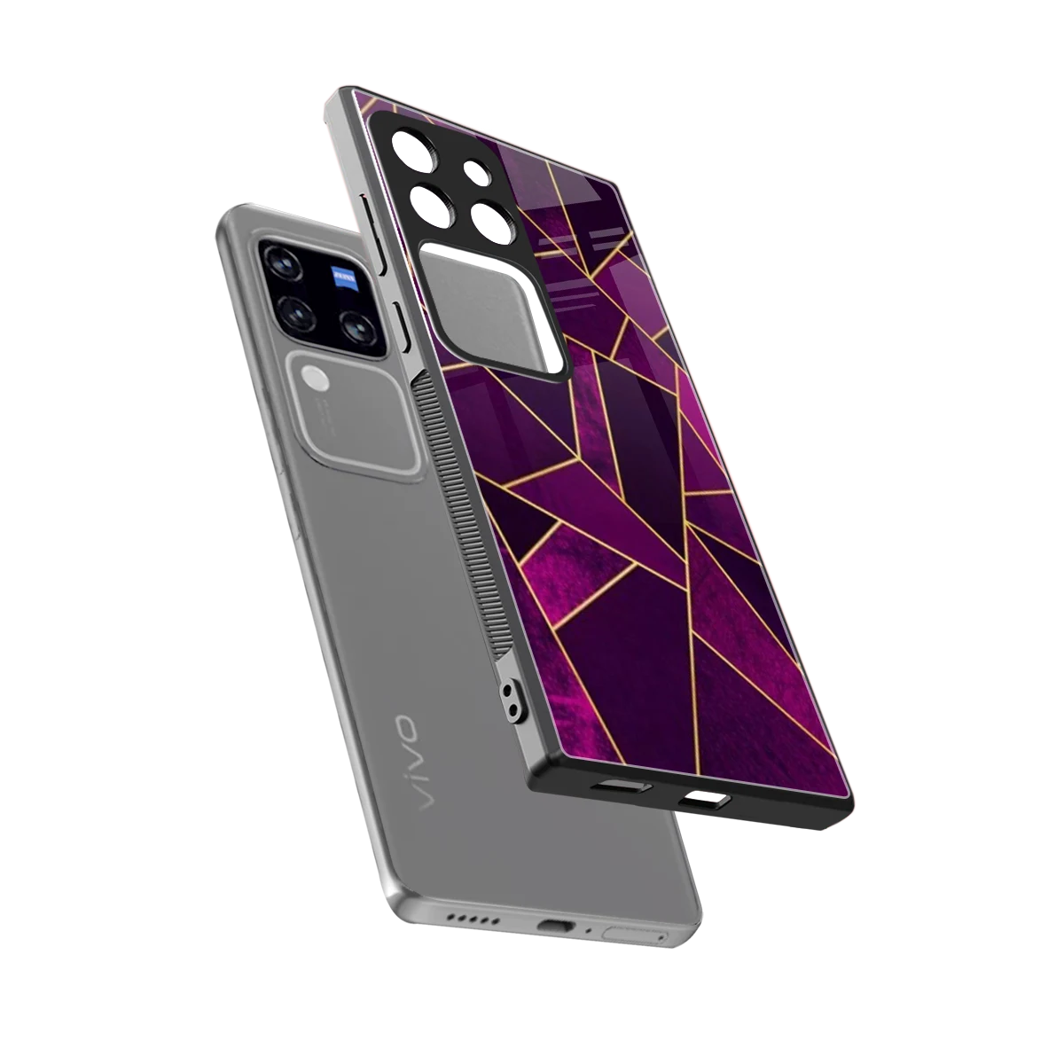 Violet Shards sleekvivo v30 pro cover with tempered glass back and TPU edges