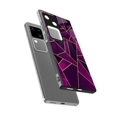 Violet Shards sleek vivo v30 cover with tempered glass back and TPU edges