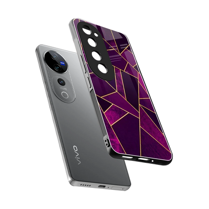 Violet Shards sleek vivo v40 pro cover with tempered glass back and TPU edges