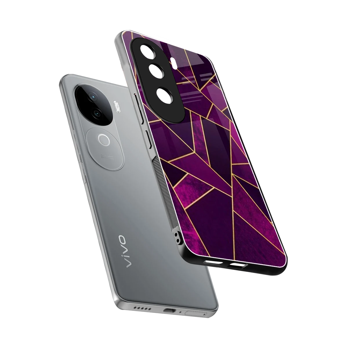 Violet Shards sleek vivo v40e cover with tempered glass back and TPU edges