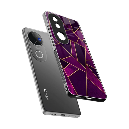 Violet Shards sleek vivo v50 cover with tempered glass back and TPU edges
