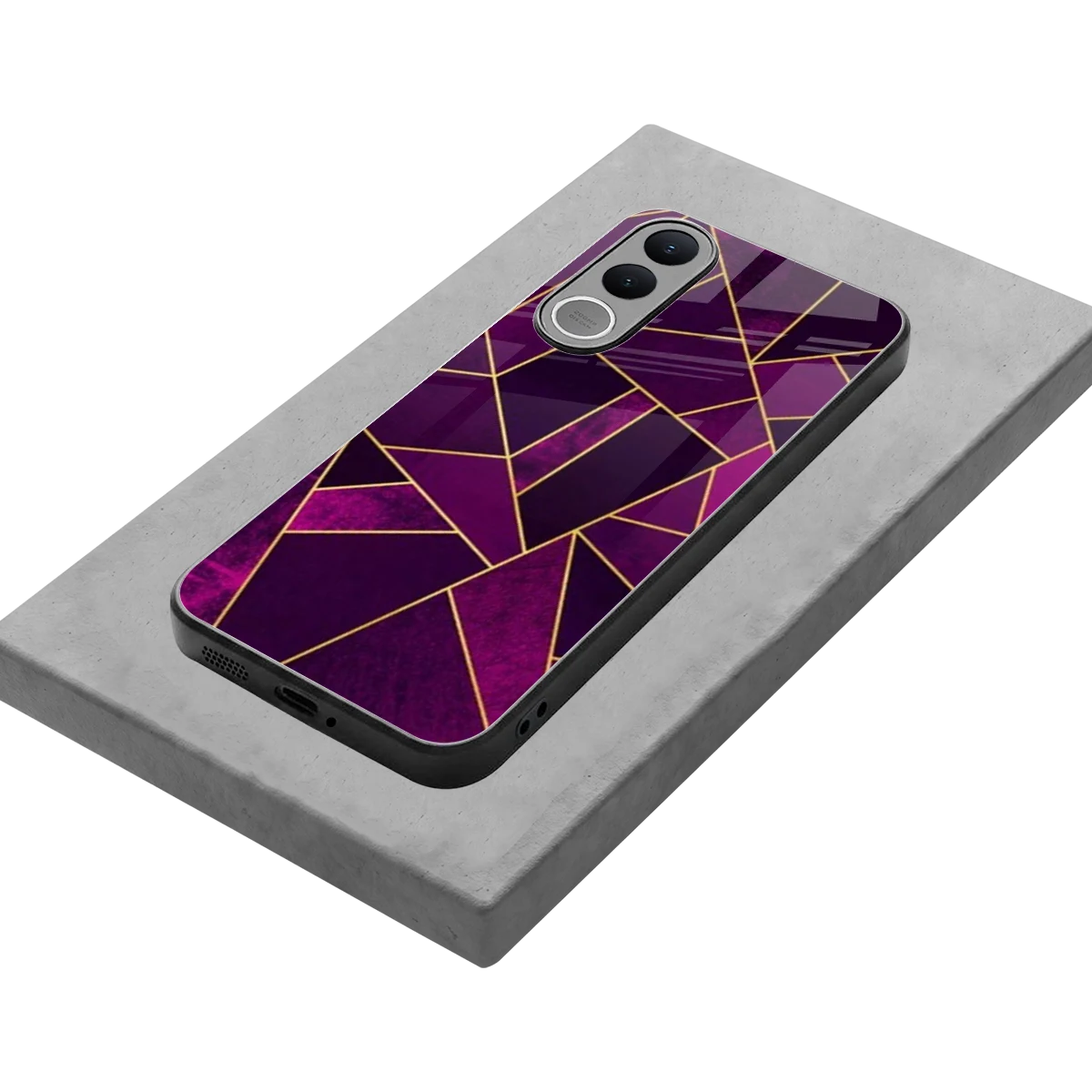 Violet Shards stylish phone case for vivo v70 fe | glossy glass and slim fit