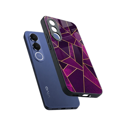 Violet Shards sleek vivo v70 fe cover with tempered glass back and TPU edges