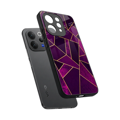 Violet Shards sleek vivo v70 cover with tempered glass back and TPU edges
