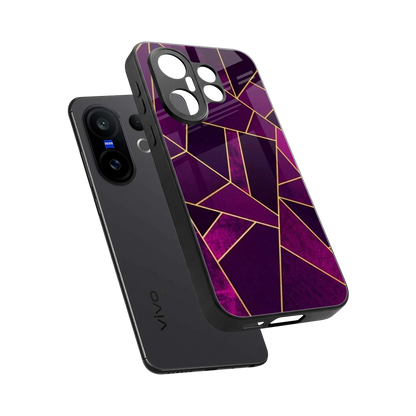 Violet Shards sleek vivo x200 fe cover with tempered glass back and TPU edges