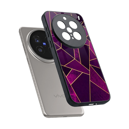Violet Shards sleek vivo x200 pro cover with tempered glass back and TPU edges