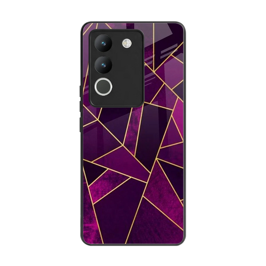 Violet Shards back phone cover | glass case for vivo y200 5g