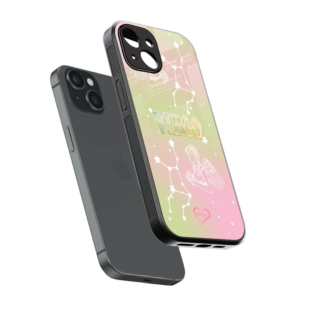 Virgo Aura sleek iphone 14 cover with tempered glass back and TPU edges