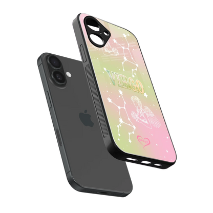 Virgo Aura sleek iPhone 16 cover with tempered glass back and TPU edges