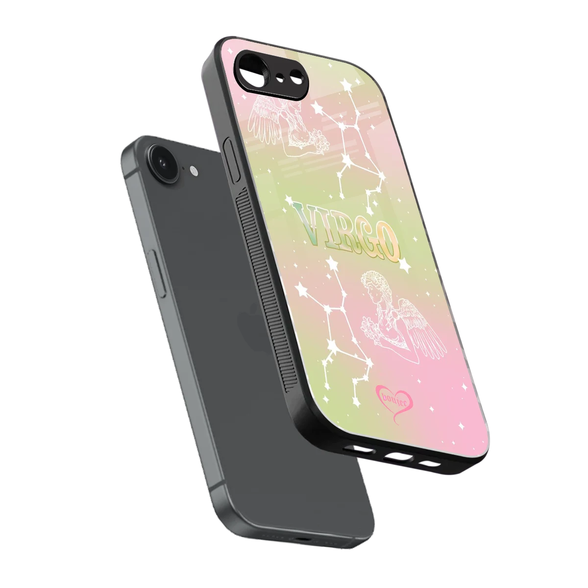 Virgo Aura sleek iphone 16e cover with tempered glass back and TPU edges