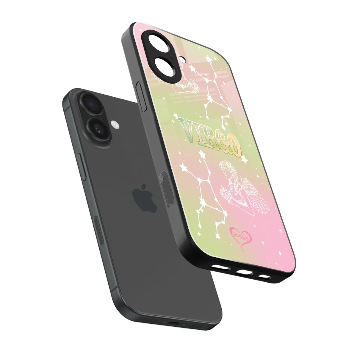 Virgo Aura sleek iphone 17 cover with tempered glass back and TPU edges