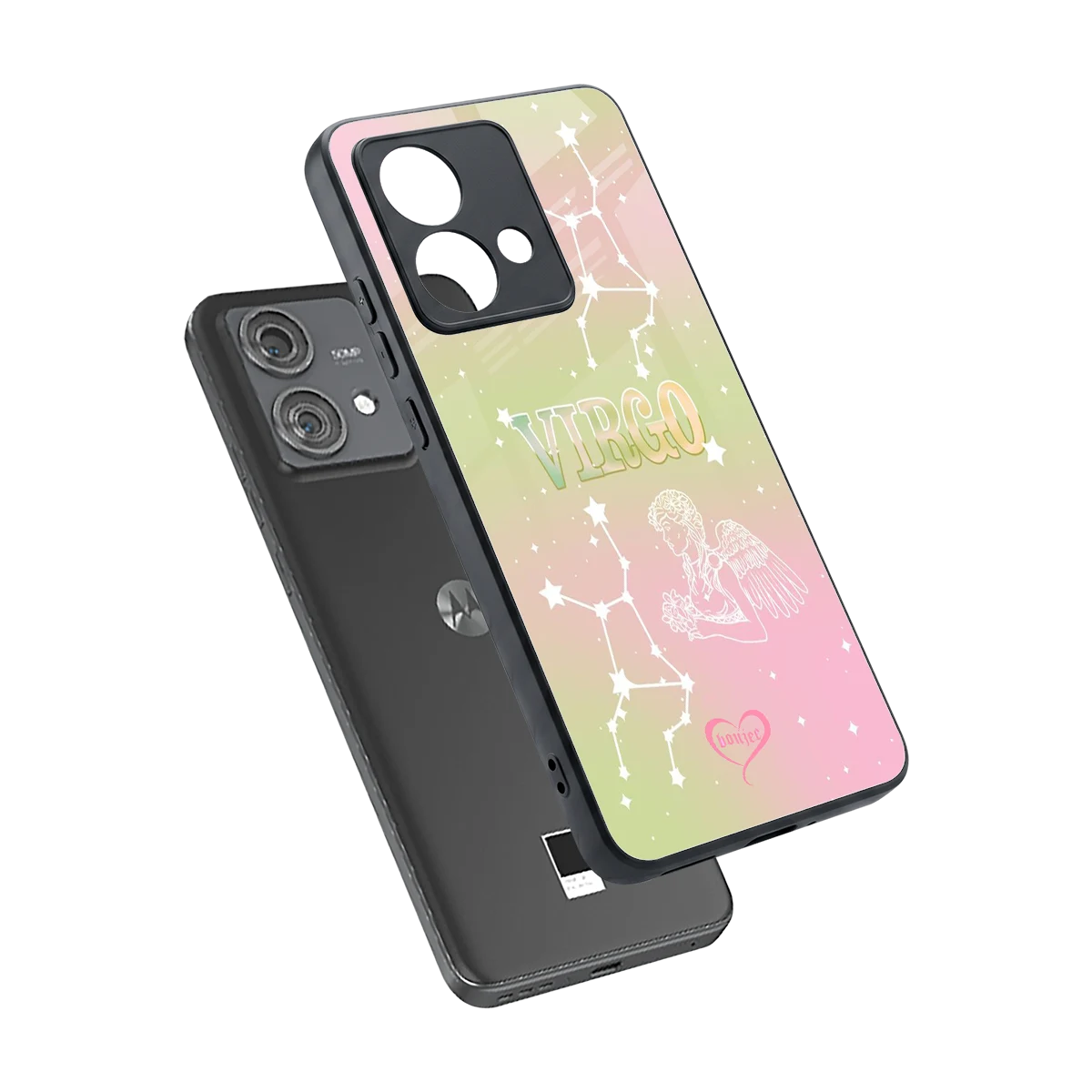 Virgo Aura sleek motorola edge 40 neo 5g cover with tempered glass back and TPU edges