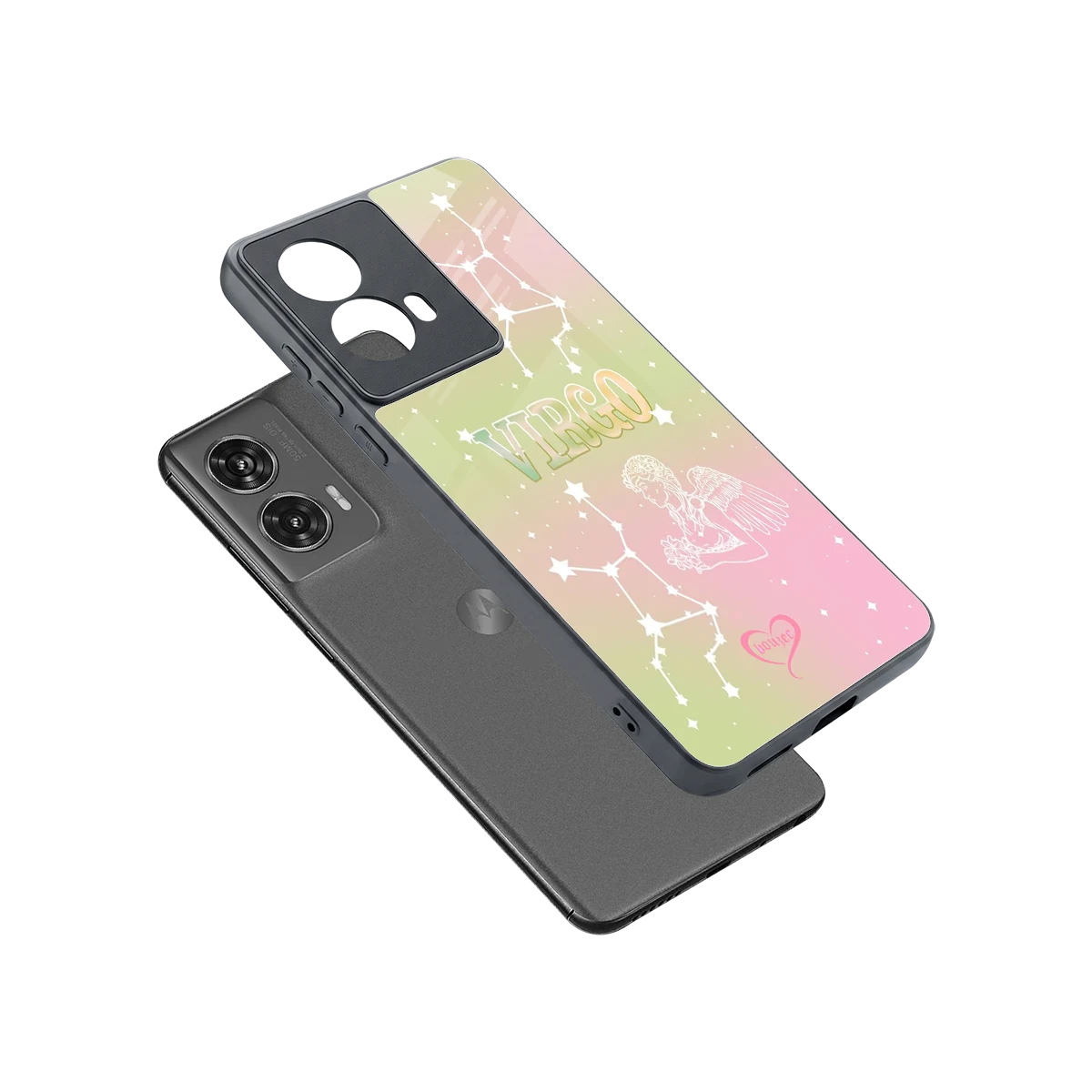 Virgo Aura sleek motorola edge 50 fusion cover with tempered glass back and TPU edges