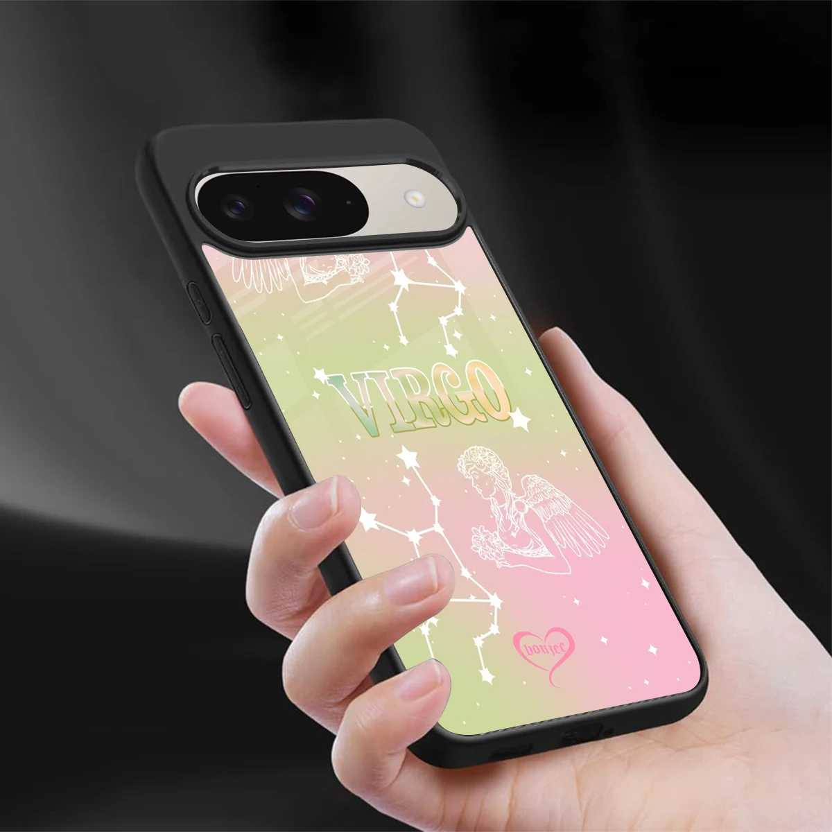 Virgo Aura sleek google pixel 9 cover with tempered glass back and TPU edges